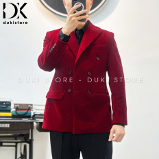 Áo vest nam, áo blazer nam 6 cúc Hàn Quốc màu đỏ vải nhung cao cấp EDK0014