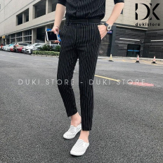 Quần âu nam màu đen sọc kẻ sang trọng QAN0014