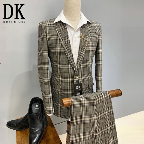 Bộ vest nam kẻ caro đẹp DKA0039 - DUKI STORE