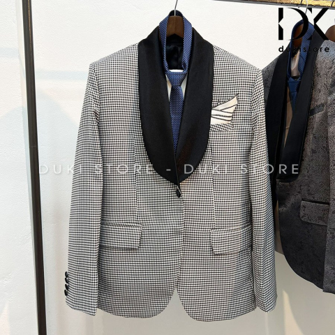 Áo vest nam tuxedo 1 cúc kẻ caro cực sang DKA0122 