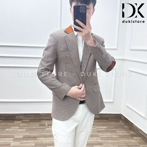 Áo vest nam, áo blazer nam 1 cúc Hàn Quốc kẻ caro vintage sang trọng BDK0007 