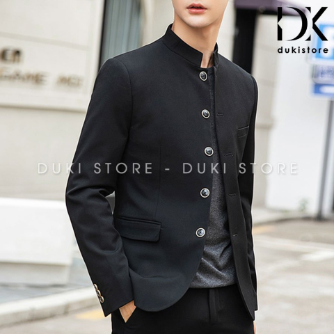 Áo vest nam cổ tàu màu đen cực chất VCT0002 